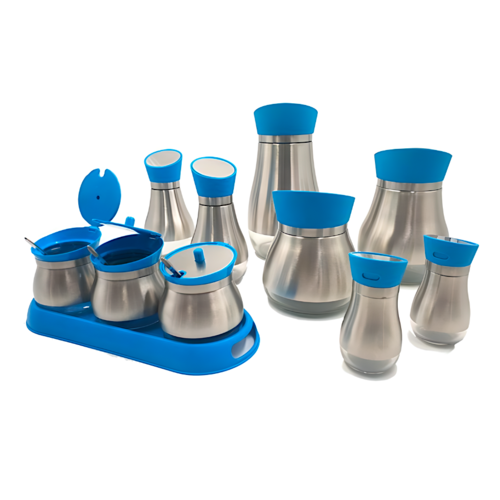 CONJUNTO DE ARMAZENAGEM DE UTENSLIOS DE COZINHA - AZUL