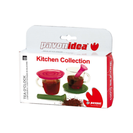 CONJUNTO DE ACESSÓRIOS PARA CHÁ PAVONI - CASTANHO E LARANJA