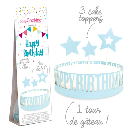 WRAPPER + TOPOS DE BOLO PARA SCRAPCOOKING - HAPPY BIRTHDAY