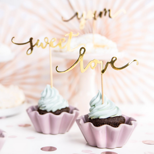 TOPPER PARA CUPCAKES PARTYDECO - LOVE OURO