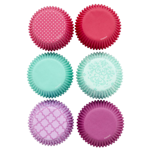 SET DE CPSULAS DE CUPCAKE WILTON - ROSA / TURQUESA / PRPURA