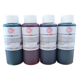 EMBALAGEM 4 GARRAFAS DE RECARGA DE TINTA COMESTVEL (CANON) PASTKOLOR - 100 ML