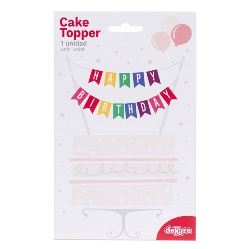 TOPPER PARA BOLO DEKORA - BANDEIRAS "HAPPY BIRTHDAY"