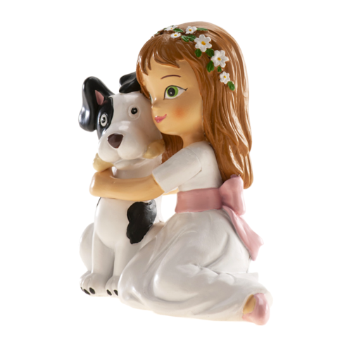 FIGURA PARA BOLO DE COMUNHO - MENINA COM CACHORRO