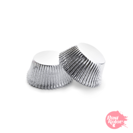 CPSULAS MINI CUPCAKE PRATA METLICA - 60 UNIDADES