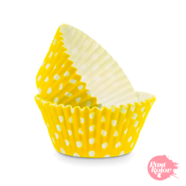 CPSULAS CUPCAKE AMARELAS COM PONTINHOS - 24 UNIDADES