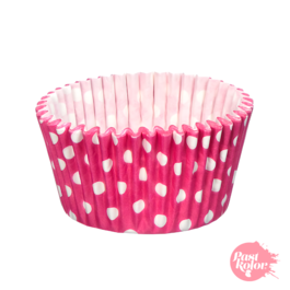 CPSULAS CUPCAKE ROSA CEREJA COM PONTINHOS - 24 UNIDADES