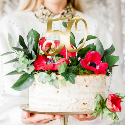 CAKE TOPPER PARTYDECO - "50" DOURADO