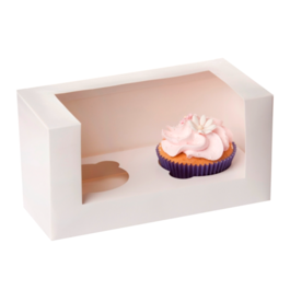 SET CAIXAS BRANCAS PARA 2 CUPCAKE - HOUSE OF MARIE