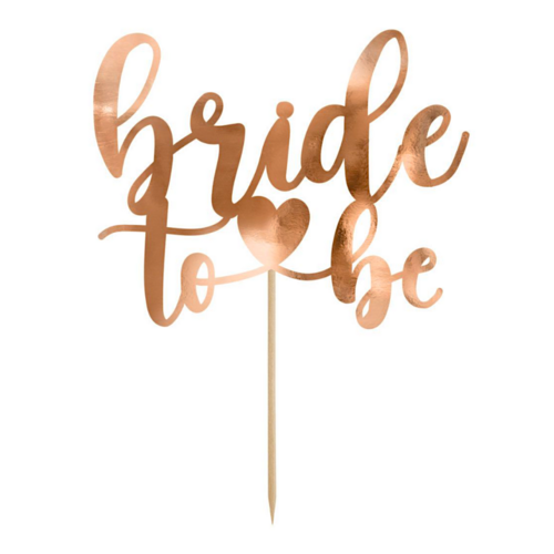 CAKE TOPPER PARTYDECO - "BRIDE TO BE" OURO ROSA