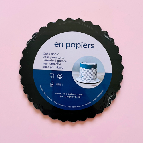 BASE REDONDA PRETA (ONDAS CASSIS) "EN PAPIERS" - 25 CM