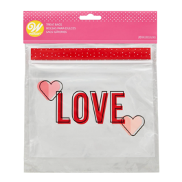 SACOS PARA DOCES WILTON (FECHO DE CORRER) - LOVE (20 U)