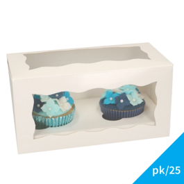 CAIXA BRANCA PARA 2 CUPCAKES COM JANELA - FUNCAKES (25 U)