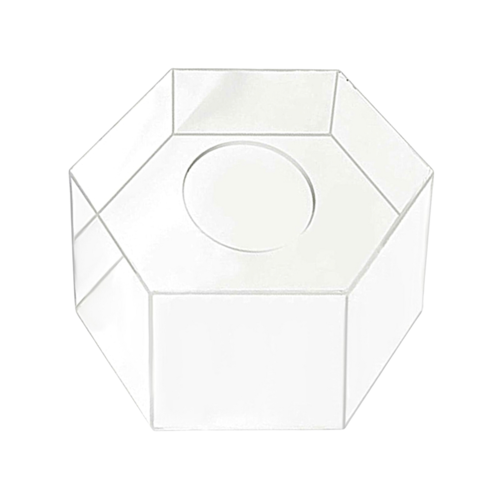 SUPORTE HEXAGONAL TRANSPARENTE PARA BOLOS - 20 CM / H 15 CM