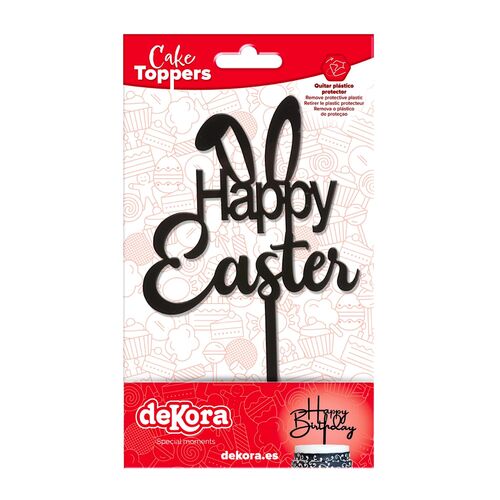 TOPO DE BOLO PRETO DEKORA - “HAPPY EASTER”