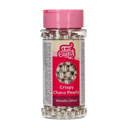 FUNCAKES PÉROLAS DE CHOCOLATE CROCANTES - PRATA METÁLICA (60 G)