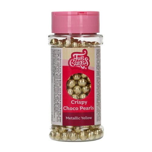 FUNCAKES PÉROLAS DE CHOCOLATE CROCANTES - AMARELO METALIZADO (60 G)